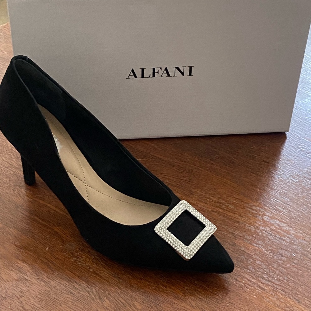 Alfani Black Heels with Silver Buckle